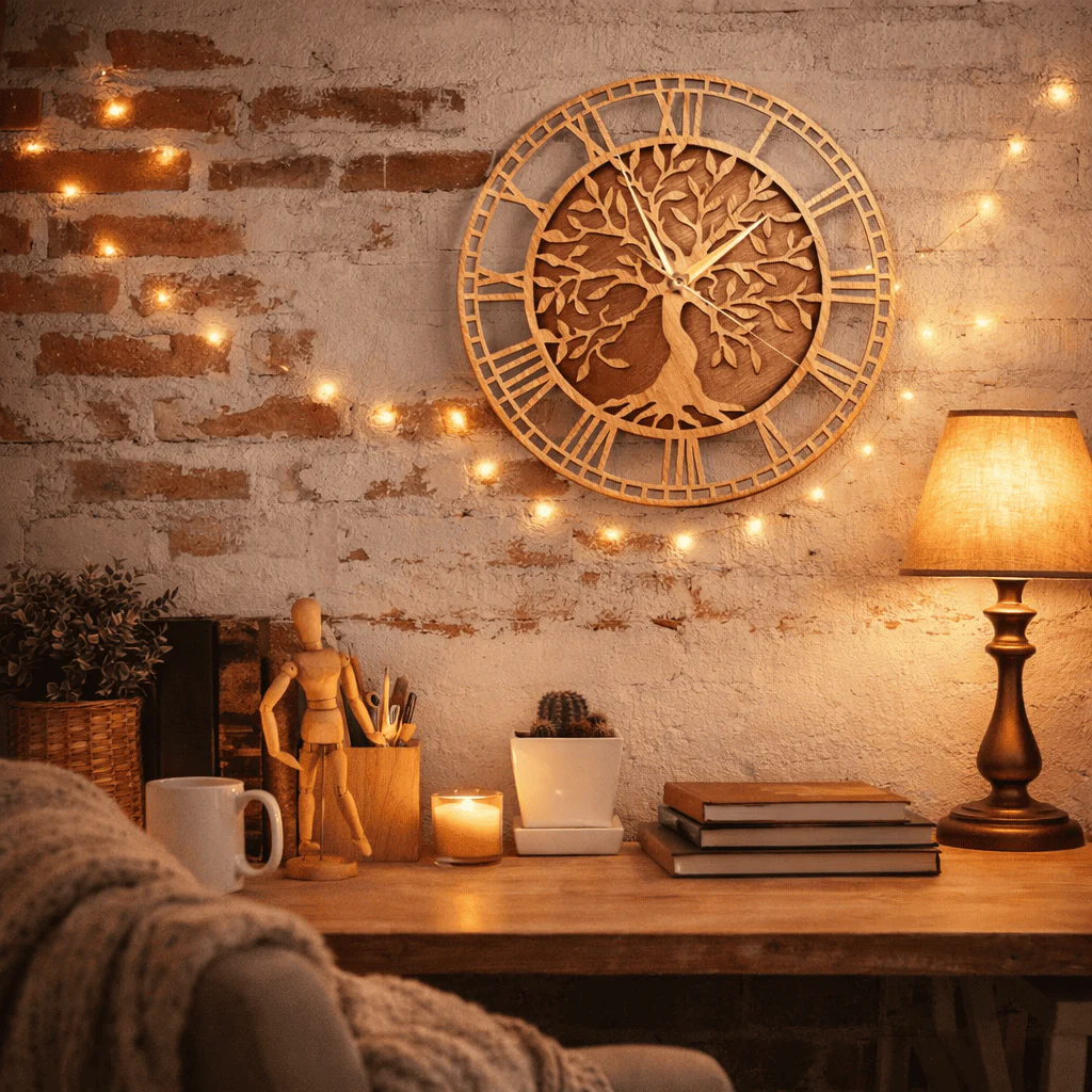 Horloge Murale "Arbre de Vie" en Bois – Style Rustique & Nature – Image 4