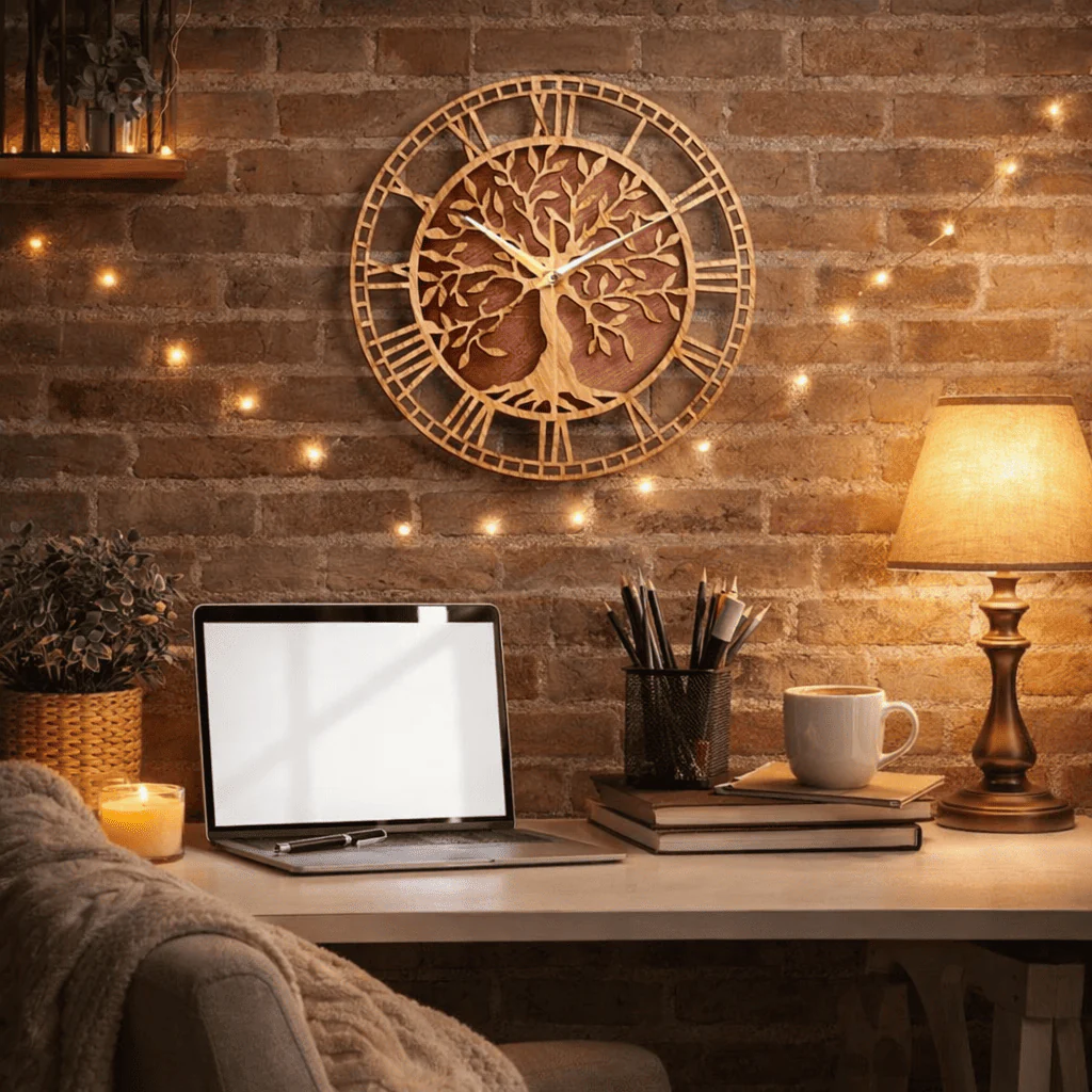 Horloge Murale "Arbre de Vie" en Bois – Style Rustique & Nature – Image 3